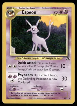 Pokemon Cards Espeon 20/75 UNLIMITED Neo Discovery WOTC Rare NM - Image 1