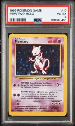 Mewtwo Holo Pokemon Base Set 10/102 PSA 4 - Image 1