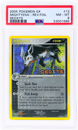 2005 Pokemon Ex Deoxys Mightyena Reverse Holo #12 PSA 8 - Image 1