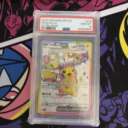 Pikachu ex 219/191 Sv08: Surging Sparks Holo PSA 10 with card bumper - Image 1