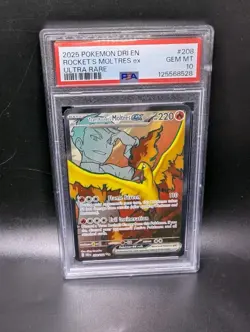 Team Rocket's Moltres ex 208/182 Sv10 Destined Rivals Holo English PSA GEM MT 10 - Image 3