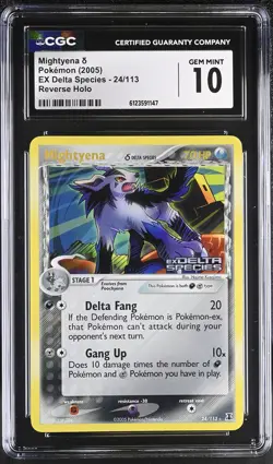 CGC 10 Mightyena 2005 EX Delta Species 24/113 Reverse Holo STAMPED Pokemon Card - Image 1