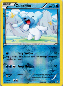 Cubchoo 21/111 C Reverse Holo Pokemon TCG Card XY Furious Fists NM Near Mint - Image 1