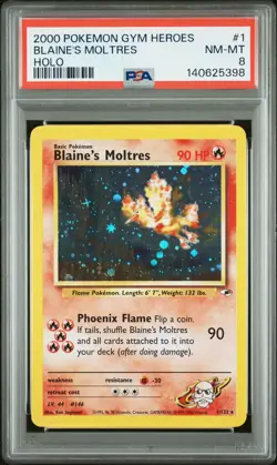 2000 POKEMON GYM HEROES HOLO #1 BLAINE'S MOLTRES PSA 8 - Image 1