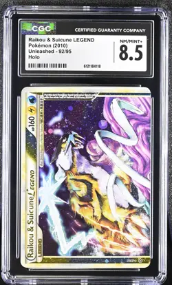 CGC 8.5 Raikou & Suicune LEGEND 2010 Unleashed 92/95 Holo Pokemon Card - Image 1