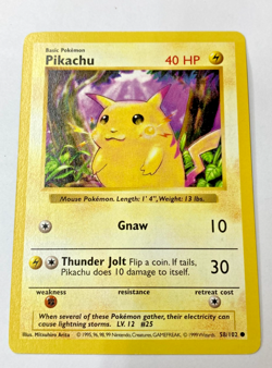 Auth Pokemon Card Pikachu 58/102 Shadowless Base Set English from Japan - Image 1