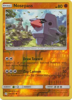 Nosepass 106/236 Cosmic Eclipse Reverse Holo Common Near Mint Pokemon DNA GAMES - Image 1