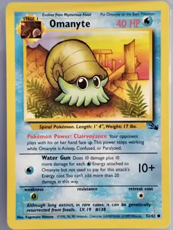 Omanyte 52/62 Vintage Fossil Set WOTC Pokemon 1999 (NM) - Image 1