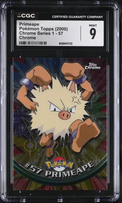 CGC 9 MINT Primeape Topps 2000 Chrome Series 1 57 Chrome Pokemon Card - Image 1