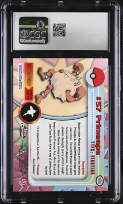 CGC 9 MINT Primeape Topps 2000 Chrome Series 1 57 Chrome Pokemon Card - Image 2