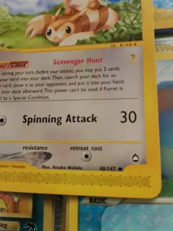 Pokemon Card (Non-Holographic) Furret Aquapolis Series Ereader 48/147 - Image 4