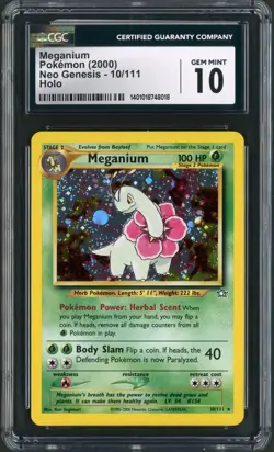 2000 Pokemon Neo Genesis Meganium Holo Rare 10/111 CGC Gem Mint 10 - Image 1