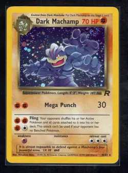 Pokemon TCG Dark Machamp Team Rocket Unlimited Holo Rare 10/82 (Swirl) - Image 1