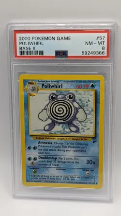 2000 Pokemon Base Set 2 Poliwhirl 57/130 PSA 8 NM- MT! - Image 1