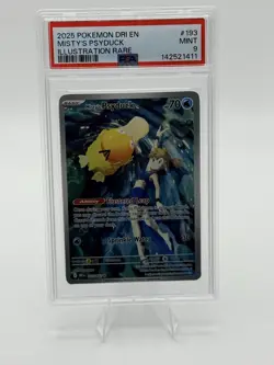 Pokemon Misty's Psyduck Holo Card Illustration Rare, 193/182 PSA 9 - Image 4