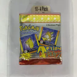 Pokemon Action Flipz Premier Edition 10 -4 packs Card 1999 SEALED Nintendo - Image 1