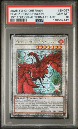 Yugioh Black Rose Dragon Alt Art PSA 10 Quarter Century Rare Card RA04-EN057 - Image 1