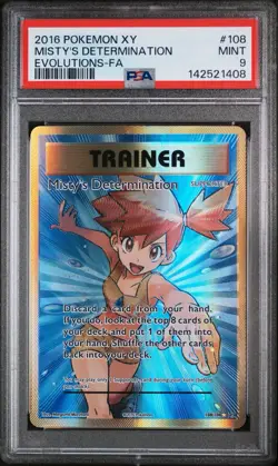 Pokemon TCG Misty's Determination XY Evolutions Full Art Holo Card PSA 9 108/108 - Image 1