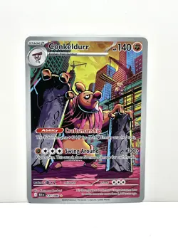Pokemon TCG Conkeldurr 127/086 Sv: Black Bolt Illustration Rare Holo NM - Image 1