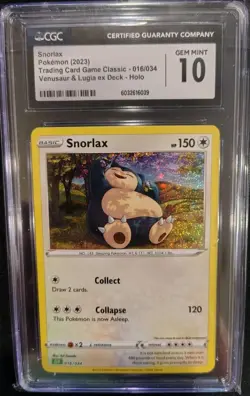 CGC 10 Snorlax Trading Card Game Classic 016/034 Holo English - Image 1