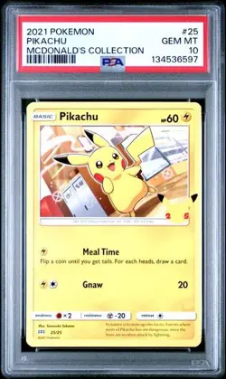2021 Pokemon Mcdonalds Collection # 25 Pikachu Non Holo PSA 10 Card GEM MINT! - Image 1