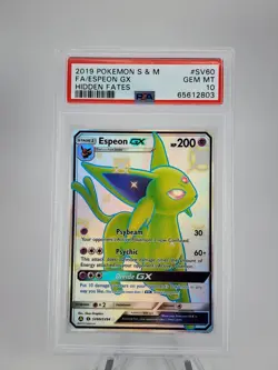 Espeon GX Full Art #SV60 Hidden Fates Shiny Vault Pokemon PSA 10 GEM 2019 - Image 1
