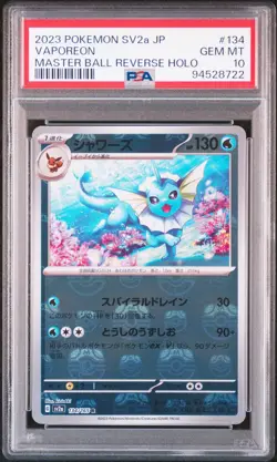 Vaporeon PSA 10 - 134/165 - Master Ball Reverse Holo - Japanese 151 - Pokemon - Image 1