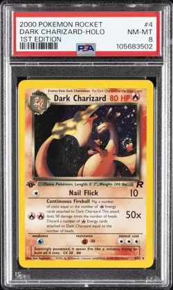 2000 POKEMON ROCKET 1ST ED #4 DARK CHARIZARD-HOLO PSA 8 - Image 1