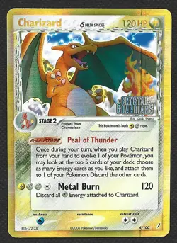 Pokemon Charizard 4/100 Crystal Guardians Reverse Holo Moderately Played MP - Image 1
