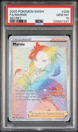 PSA 10 MARNIE 208/202 FULL ART SECRET SWORD & SHIELD BASE POKEMON 😍 - Image 1