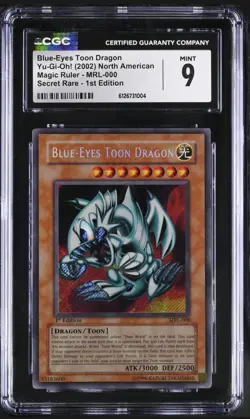 Yu-Gi-Oh Blue-Eyes Toon Dragon Magic Ruler 1st Edition Secret MRL-000 CGC 9 Mint - Image 1