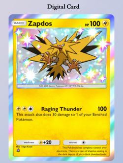 (Digital Card) Zapdos Shiny 1⭐, Pokemon TCG Pocket, English - Image 1