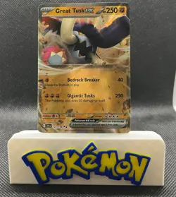 Pokemon TCG Great Tusk EX Scarlet & Violet BASE Set 123/198 Holo Double Rare - Image 1