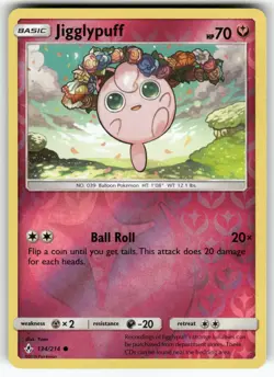 Jigglypuff SM - Unbroken Bonds Common,Reverse Holo Pokemon Near Mint or Better - Image 1
