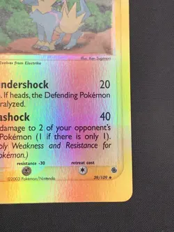 Pokemon Ruby & Sapphire Manectric 39/109 Reverse Holo Uncommon 2003 - Image 5