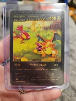 Charmander, Charmeleon, Charizard GX Black Foil Vinyl Art Collector Card - Image 1