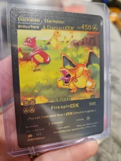 Charmander, Charmeleon, Charizard GX Black Foil Vinyl Art Collector Card - Image 2