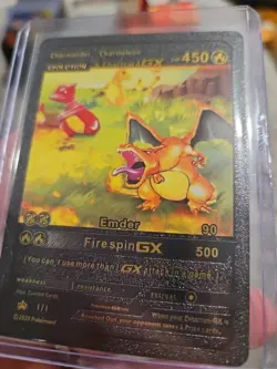 Charmander, Charmeleon, Charizard GX Black Foil Vinyl Art Collector Card - Image 3