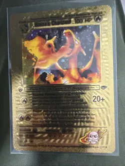 Blaine’s Charizard Gold Foil 100hp NM Fan Art Display Card Flame Jet - Image 1