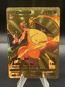 Pokemon Gold Foil Fan Art Charizard Card 170HP 003/008 - Image 1