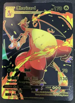 Charizard Black Foil Fan Art Collector Pokemon Card 003/008 Fiery Blast - Image 1