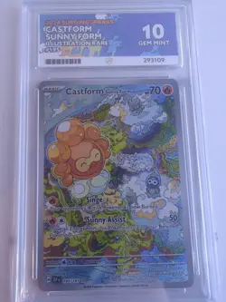 Pokemon TCG Castform Sunny Form Card 195/191 Surging Sparks Holo IR Ace 10 - Image 1