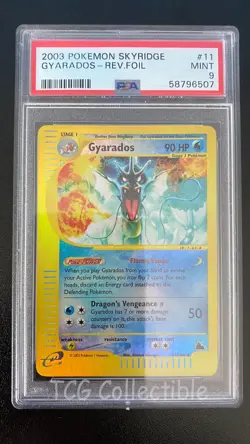 PSA 9 MINT Gyarados REVERSE HOLO 11 2003 Skyridge WOTC Pokemon Card - Image 1