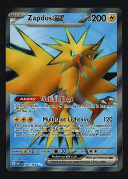 Zapdos ex 192/165 Pokemon Card 151 Ultra Rare Pokemon TCG - Image 1