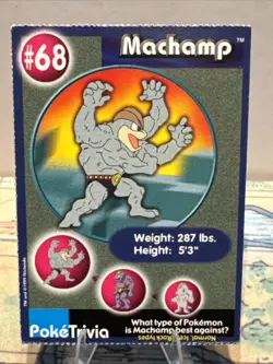 1999 Burger King PokeTrivia Trading Card - Machamp #68 - Image 1