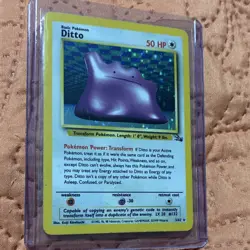 Pokemon Ditto Fossil Holo Rare Card 3/62 WOTC 1999 Basic 50HP English NM/LP - Image 1