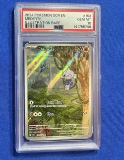 2024 POKEMON SCR EN-STELLAR CROWN ILLUSTRATION RARE #153 MEDITITE PSA 10 - Image 1