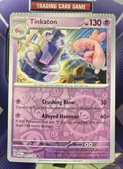 Pokemon Crimped Miss Cut Error Tinkaton 085/182 SV04: Paradox Rift Reverse Holo - Image 1