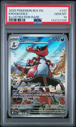 2025 POKEMON BLK EN-BLACK BOLT ILLUSTRATION RARE #137 KROOKODILE PSA 10 - Image 1