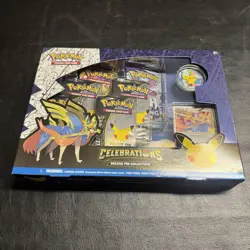 Pokemon Celebrations Deluxe Pin Collection Box Booster Pikachu Zacian English - Image 1